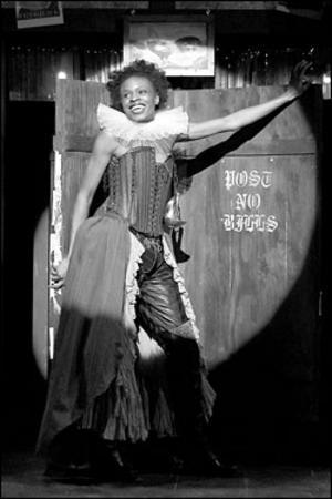 the-roaring-girle-photo-richard-termine Okwui Okpokwasili struts her stuff. Photo: Richard Termine.